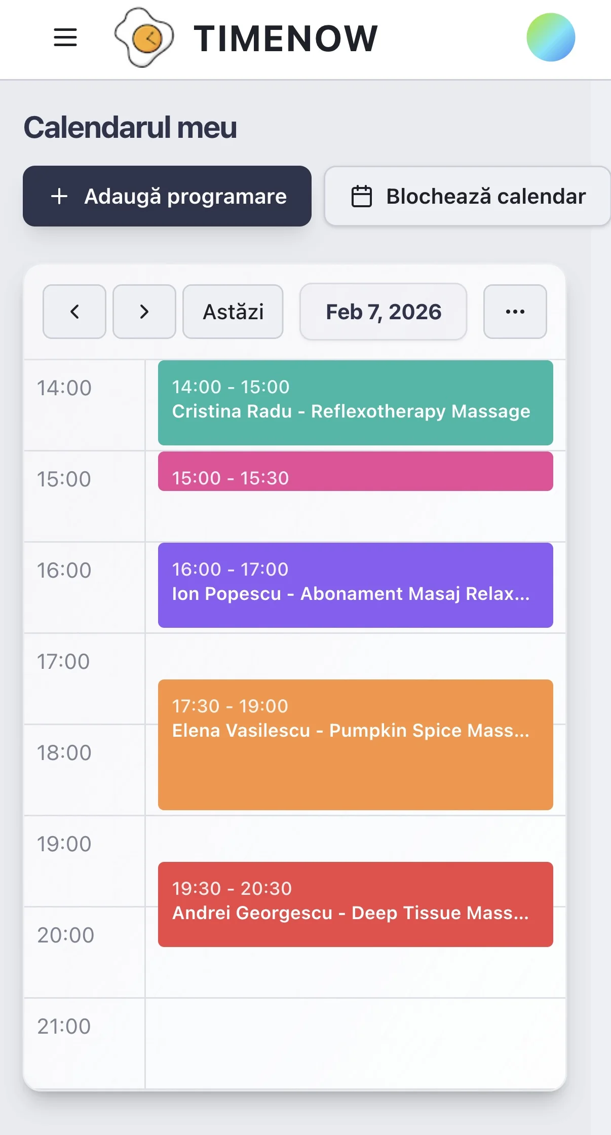 TimeNow Mobile Dashboard